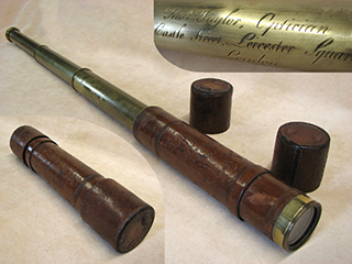 18th century 3 draw telescope by Thomas Taylor Castle St, Leicester Square London